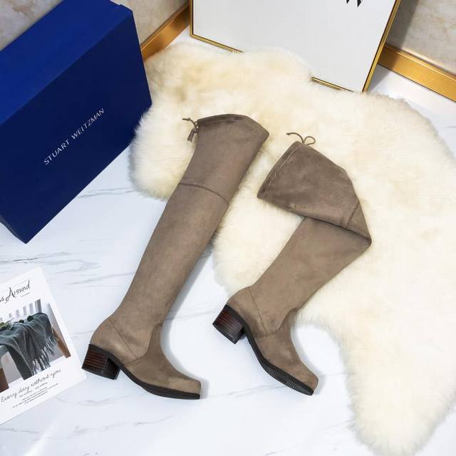 Sw High-quality eight-heeled suede-lined classic back-lacing suede elastic boots