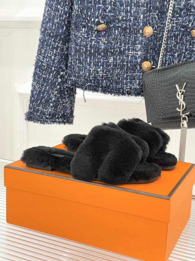 Factory Price Herme Classic H Furry Slippers A must-have for lazy people! Classi