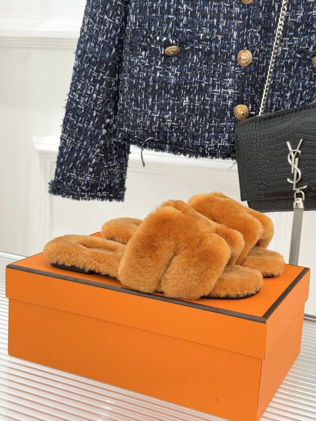 Factory Price Herme Classic H Furry Slippers A must-have for lazy people! Classi