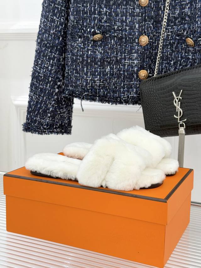 Factory Price Herme Classic H Furry Slippers A must-have for lazy people! Classi