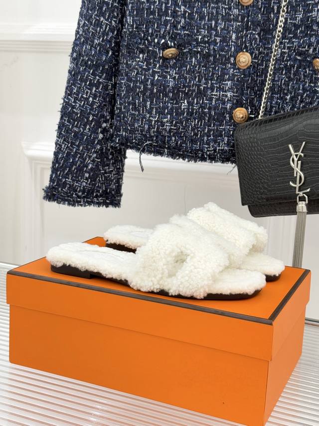 Factory Price Herme Classic H Furry Slippers A must-have for lazy people! Classi