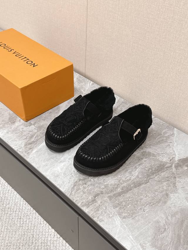 Louis Vuitton's latest autumn/winter pure wool slippers, thick-soled, height-inc