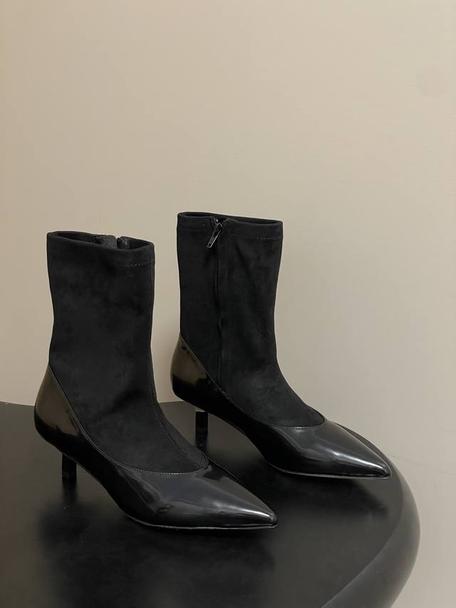 Jacquemus 25Fw Autumn/Winter New Elastic Knit Patchwork Pointed Toe Stiletto Hee