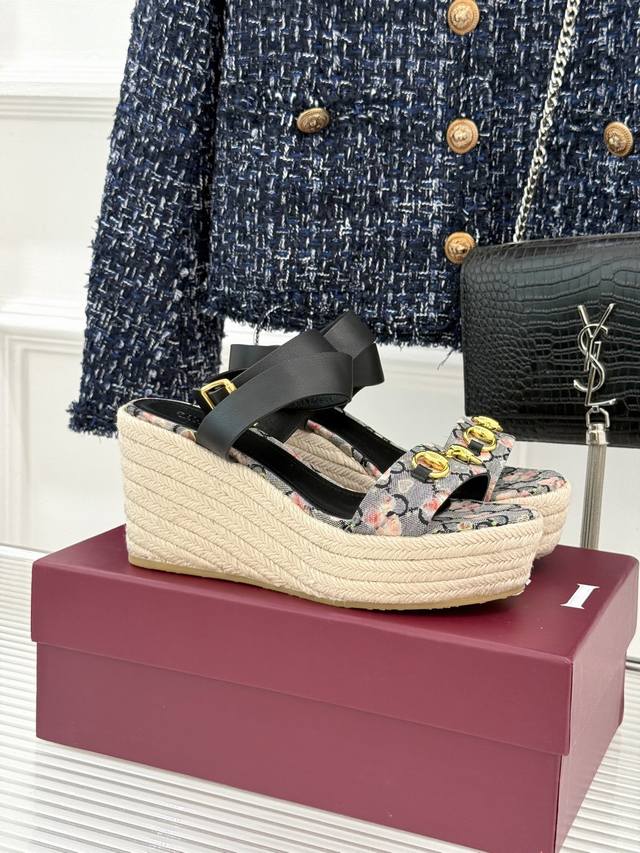 Factory Price Gucci Classic Horsebit Wedge Sandals When Gucci's iconic horsebit