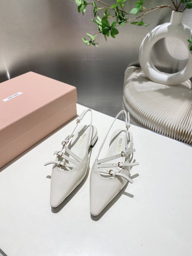 Factory direct Miu Miu runway style 2025 Spring/Summer new high-heeled strap san