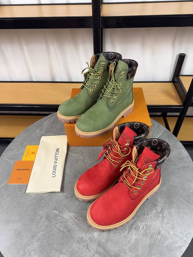 Top-tier version: Couple's LV X Timberland collaboration monogrammed yellow boot