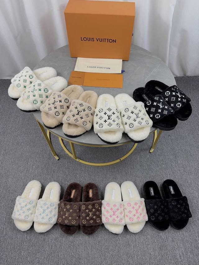 Louis Vuitton New Wool Slippers - Soft and Fine Wool, Top Quality Pure Fur Strai