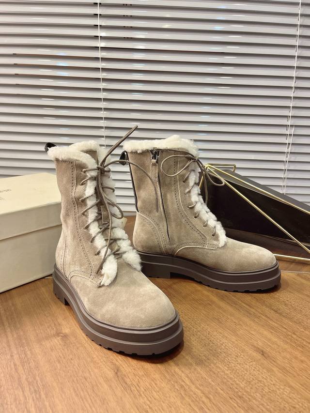 Brunello Cucinell 25S Early Autumn New Thick-Soled Lace-Up Fleece Lined Martin B