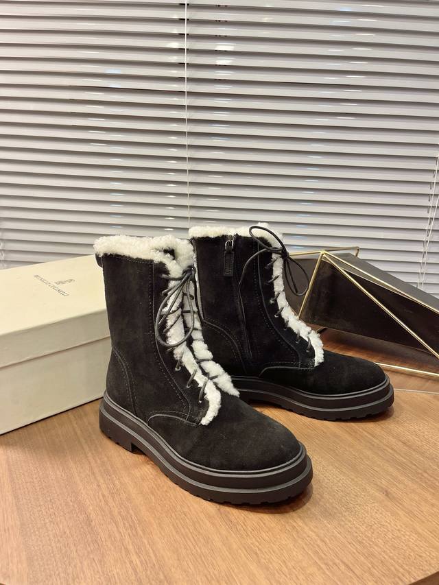 Brunello Cucinell 25S Early Autumn New Thick-Soled Lace-Up Fleece Lined Martin B