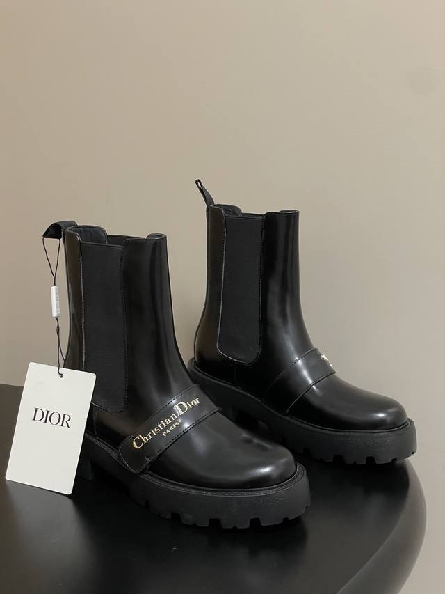 25Ss Early Autumn New Dior D-Quest Ankle Boots Cd Letter Metal Buckle Elastic Ba