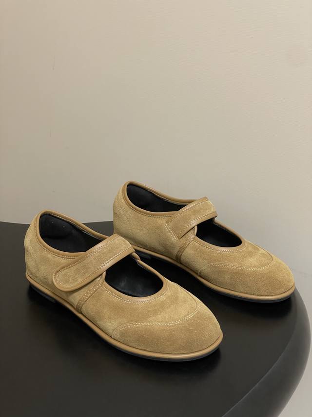 The Row 2025 Autumn/Winter New Minimalist Style One-Strap Velcro Round Toe Flat