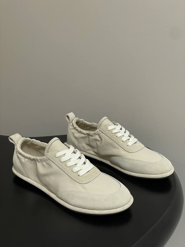 The Row 26S Spring/Summer Newest Minimalist Color Block Lace-up Casual Shoes A n