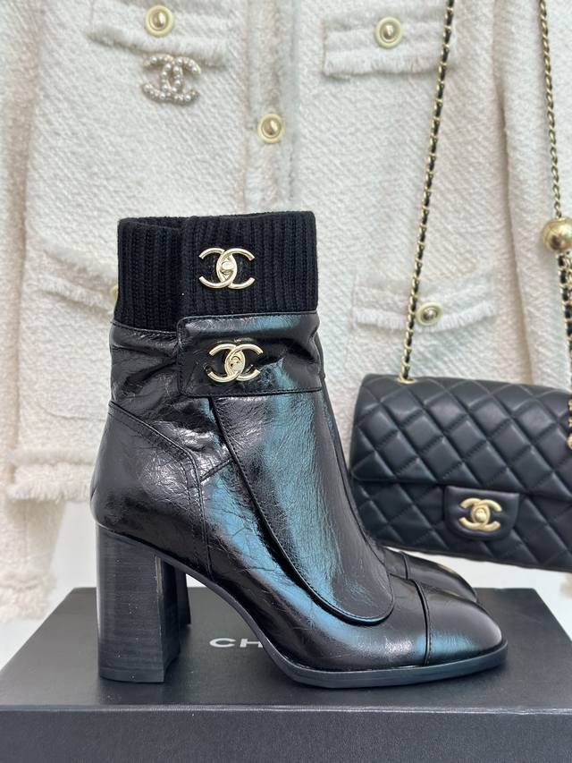 Factory Price Chanel* | Classic Autumn/Winter Double C Knitted Ankle Boots with