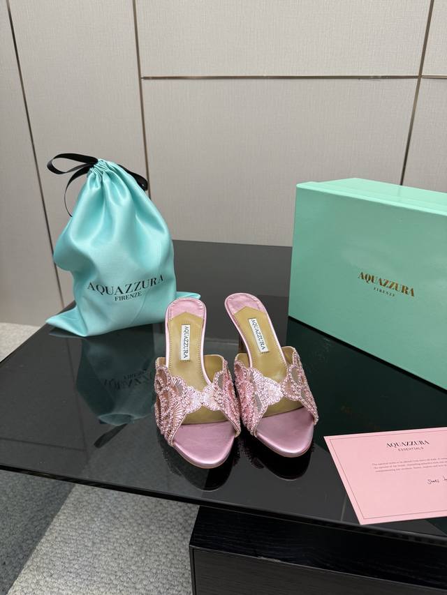 Aquazzura Pineapple Sequined Laser High Heels 2025 Spring/Summer Newest Butterfl