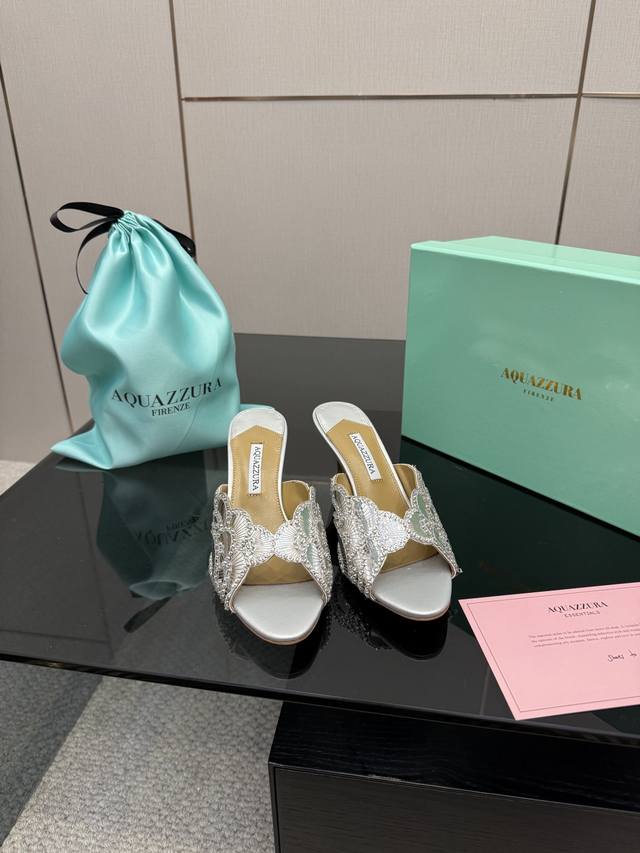 Aquazzura Pineapple Sequined Laser High Heels 2025 Spring/Summer Newest Butterfl