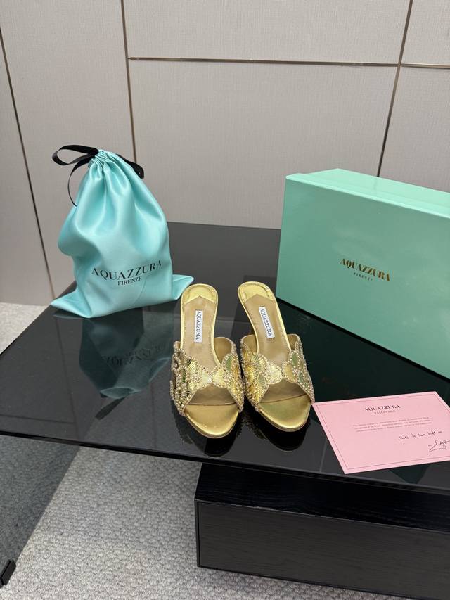 Aquazzura Pineapple Sequined Laser High Heels 2025 Spring/Summer Newest Butterfl