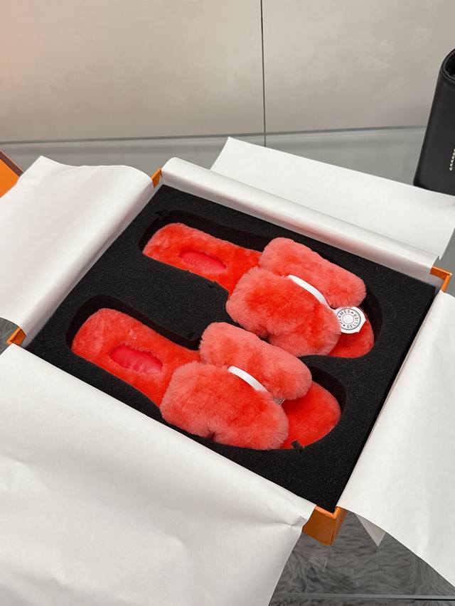 Factory Price: Hermes Classic H Slippers, High-End Wool Craftsmanship, Classic E