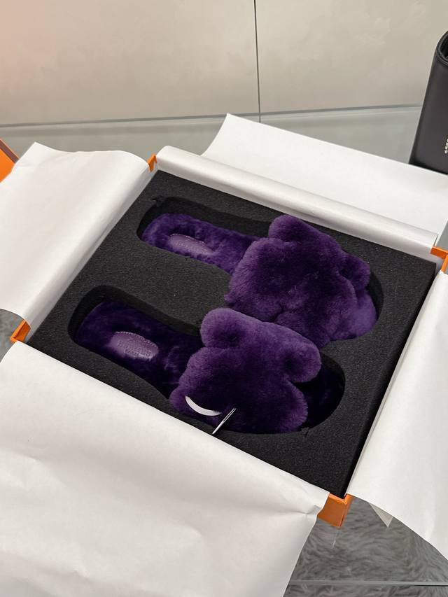 Factory Price: Hermes Classic H Slippers, High-End Wool Craftsmanship, Classic E