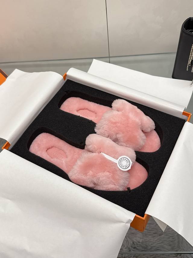 Factory Price: Hermes Classic H Slippers, High-End Wool Craftsmanship, Classic E