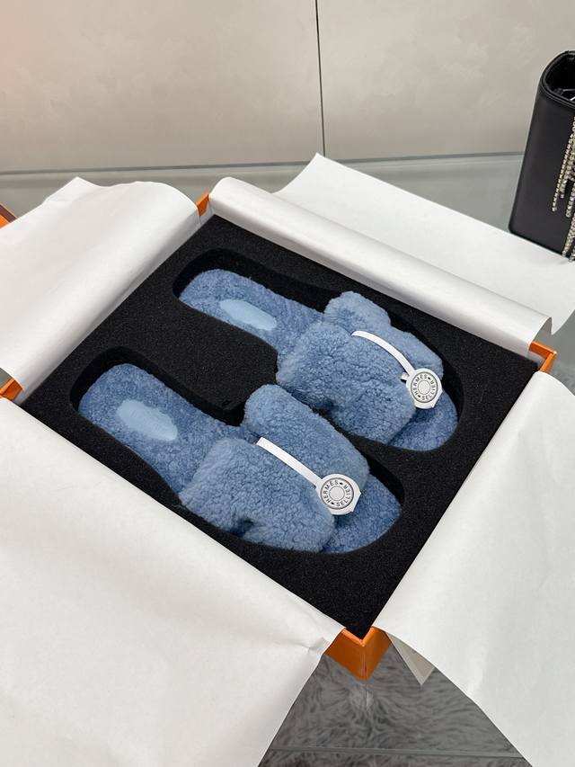 Factory Price: Hermes Classic H Slippers, High-End Wool Craftsmanship, Classic E