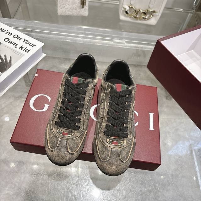 Top-tier factory version Gucci distressed sneakers, full series upgraded, long-t