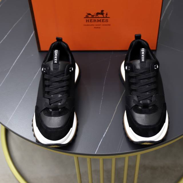 Factory Price: Hermes Leader Sneakers! Multi-color patchwork high-tech twill, ca