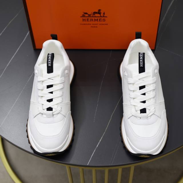 Factory Price: Hermes Leader Sneakers! Multi-color patchwork high-tech twill, ca