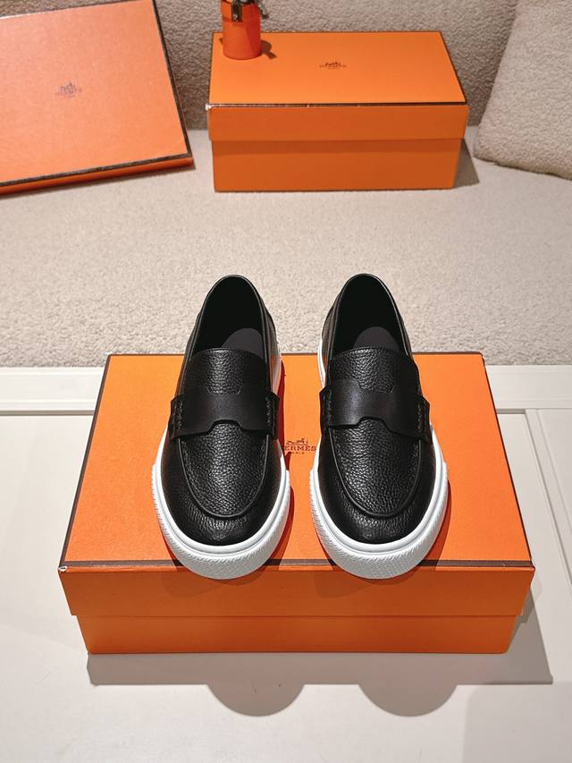 Fixed price, no discounts! Hermes# Platform Loafers for Couples These calfskin a