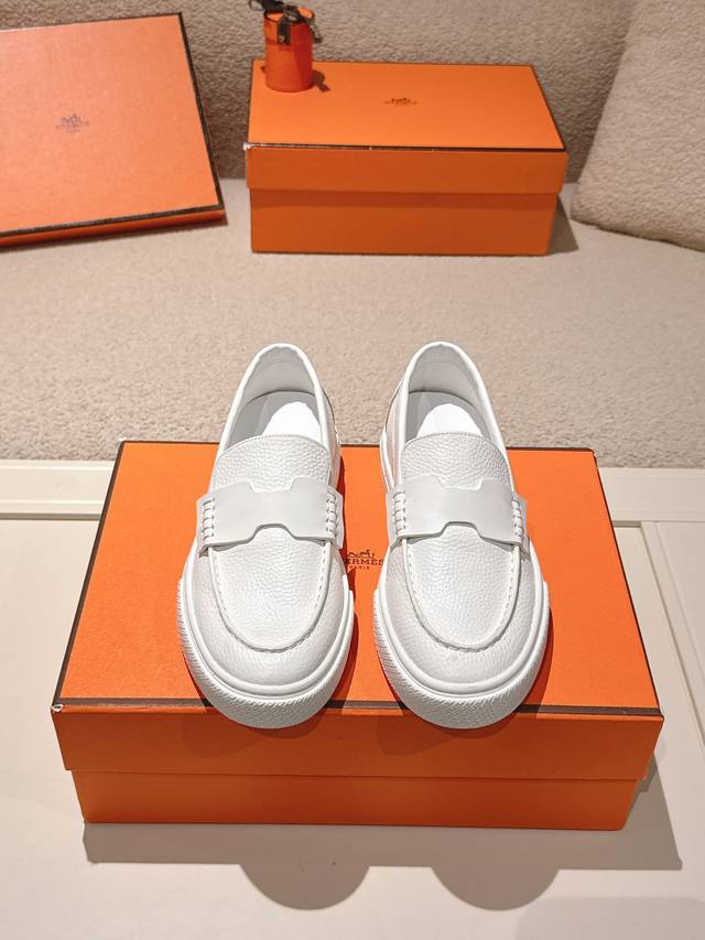 Fixed price, no discounts! Hermes# Platform Loafers for Couples These calfskin a