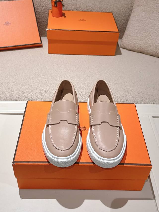 Fixed price, no discounts! Hermes# Platform Loafers for Couples These calfskin a