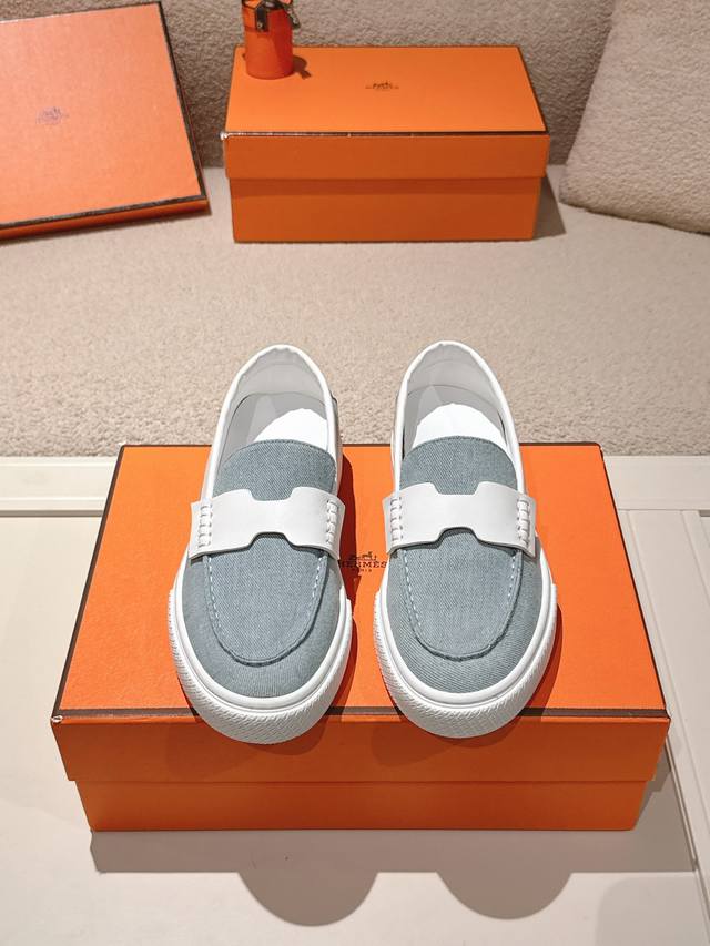 Fixed price, no discounts! Hermes# Platform Loafers for Couples These calfskin a