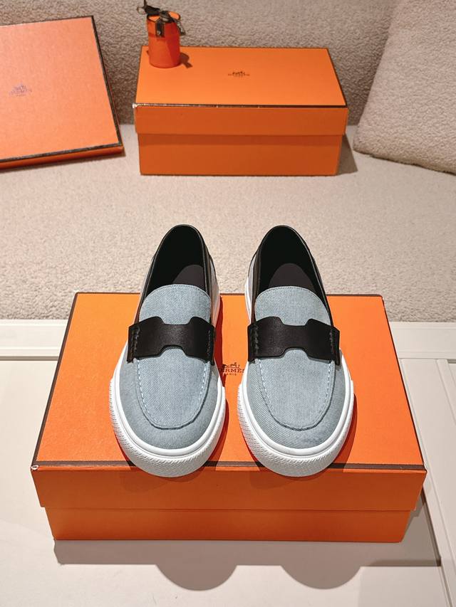 Fixed price, no discounts! Hermes# Platform Loafers for Couples These calfskin a