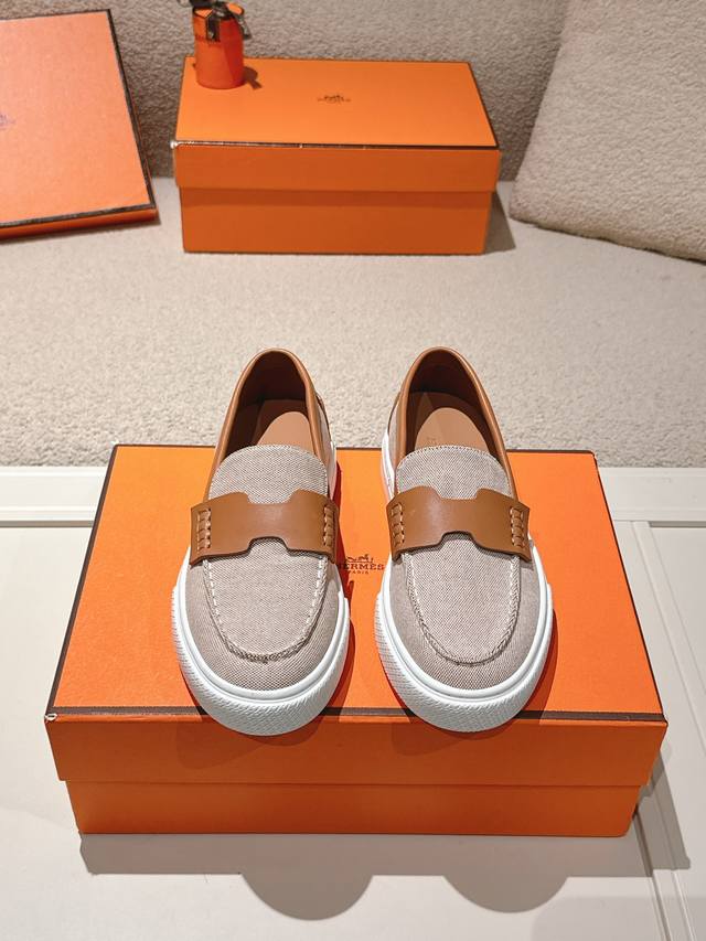 Fixed price, no discounts! Hermes# Platform Loafers for Couples These calfskin a