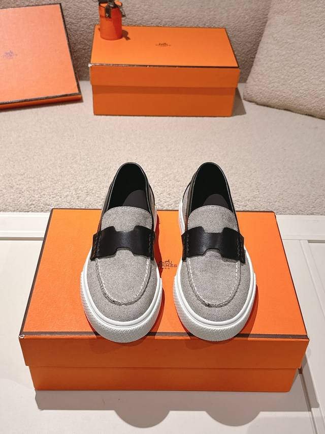 Fixed price, no discounts! Hermes# Platform Loafers for Couples These calfskin a