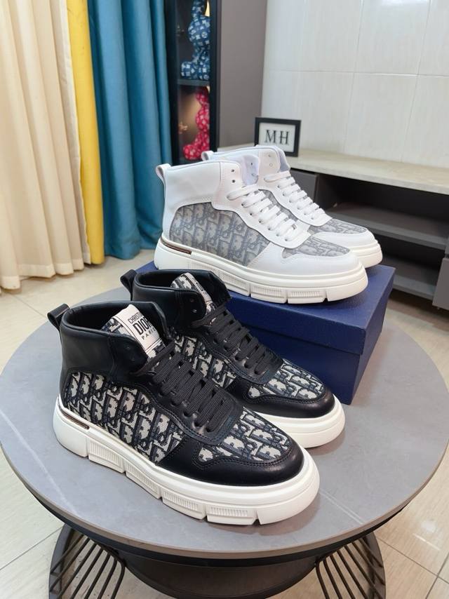 Factory Price Dior Men's Casual High-Top Shoes! Materials: Upper: Italian import