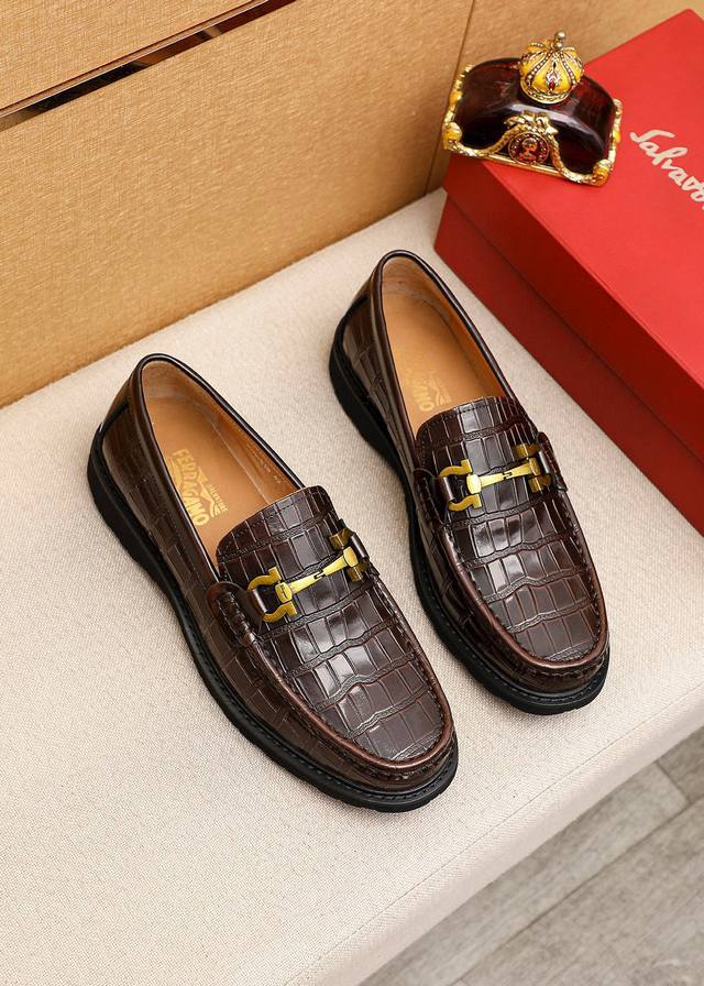 Product Trademark: Ferragamo Casual Leather Shoes True to Size: 39-44 45. Custom