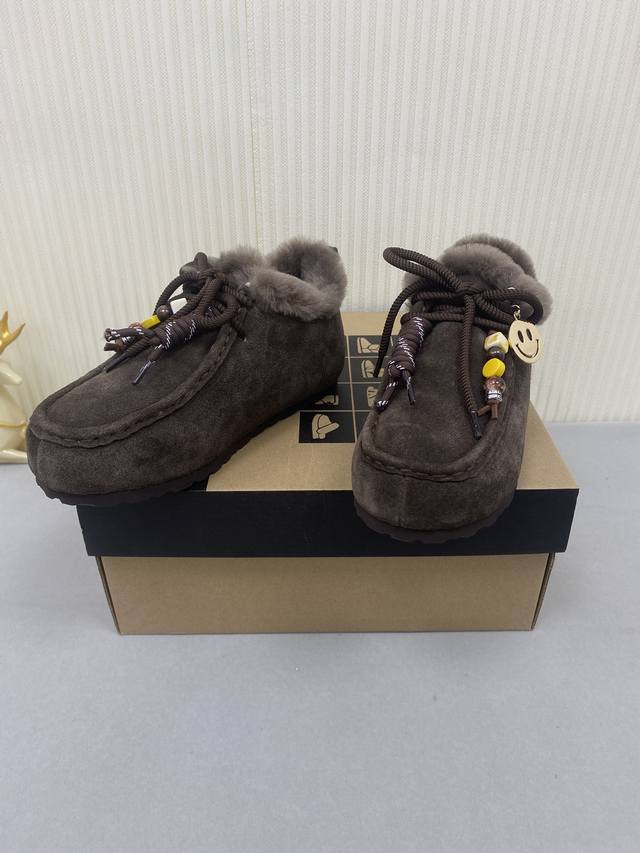 Ugg Unlabeled Autumn/Winter Wool Snow Boots! The upper features a contrasting co