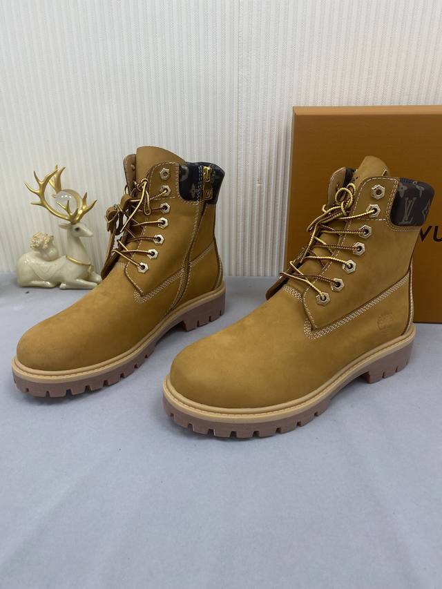 Top-tier version: Couple's LV X Timberland collaboration monogrammed yellow boot