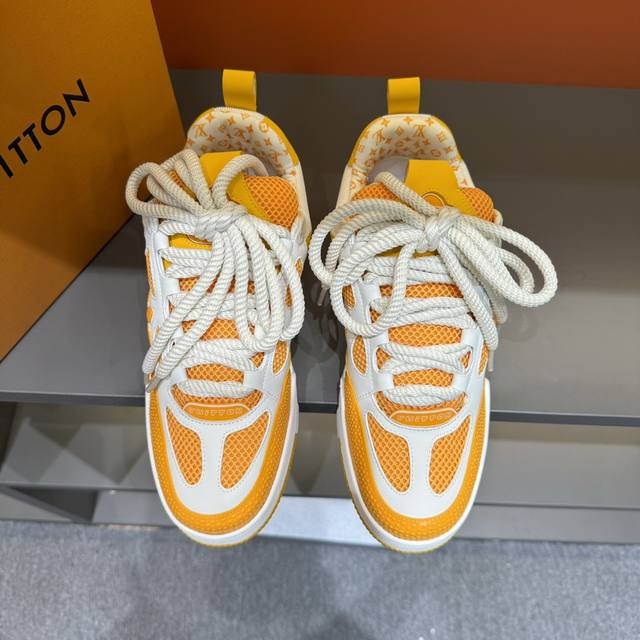 Sizes 38-46 L*Skate Sneakers. This LV Skate sneaker combines Monogram denim with