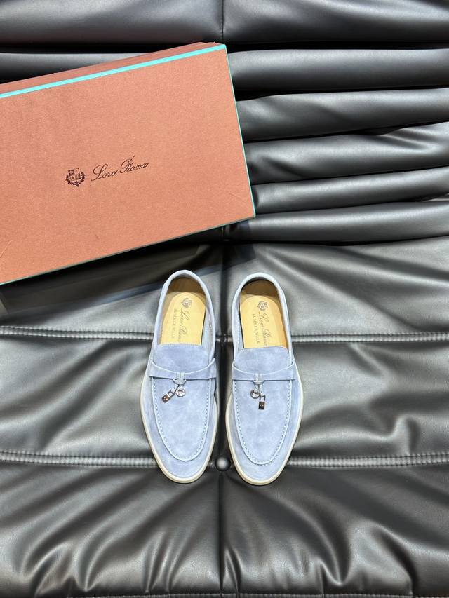 Loro Pian'* Classic Lp Top-Tier Version British Style Flat Loafers for Couples.