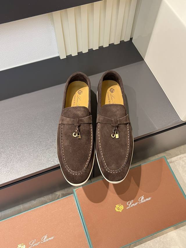 Loro Pian'* Classic Lp Top-Tier Version British Style Flat Loafers for Couples.