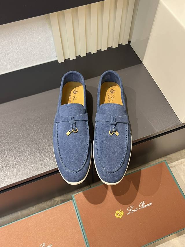 Loro Pian'* Classic Lp Top-Tier Version British Style Flat Loafers for Couples.