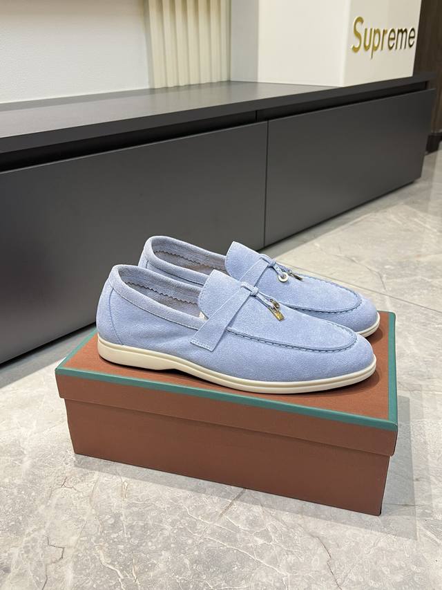 Loro Pian'* Classic Lp Top-Tier Version British Style Flat Loafers for Couples.