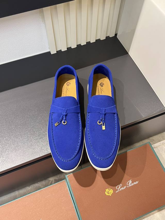Loro Pian'* Classic Lp Top-Tier Version British Style Flat Loafers for Couples.