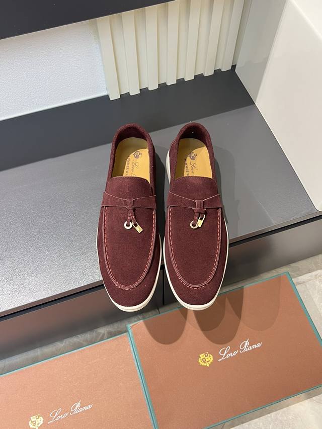 Loro Pian'* Classic Lp Top-Tier Version British Style Flat Loafers for Couples.