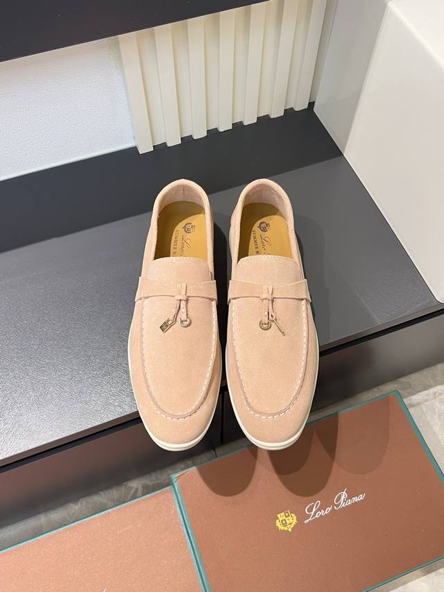 Loro Pian'* Classic Lp Top-Tier Version British Style Flat Loafers for Couples.