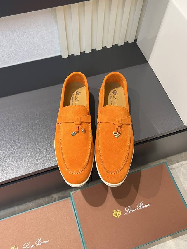 Loro Pian'* Classic Lp Top-Tier Version British Style Flat Loafers for Couples.