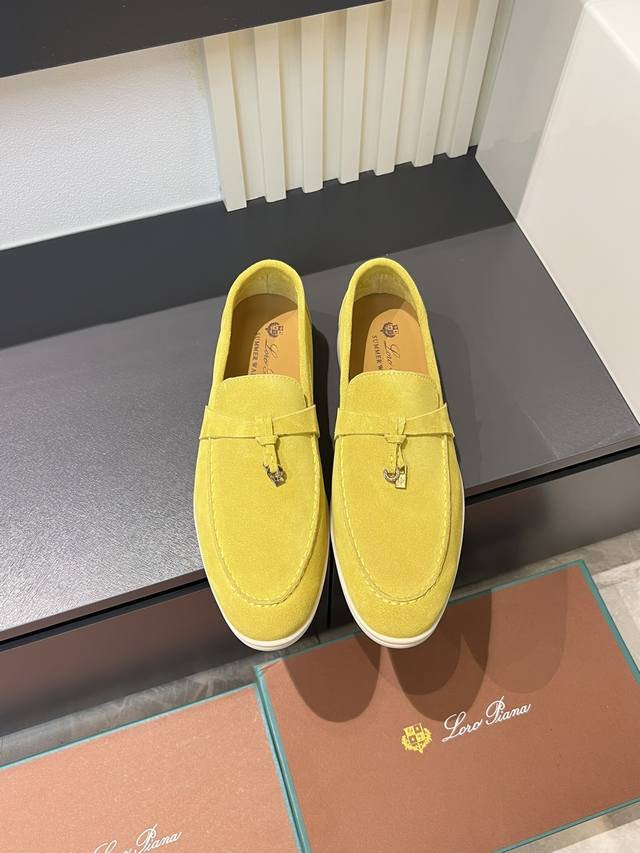 Loro Pian'* Classic Lp Top-Tier Version British Style Flat Loafers for Couples.