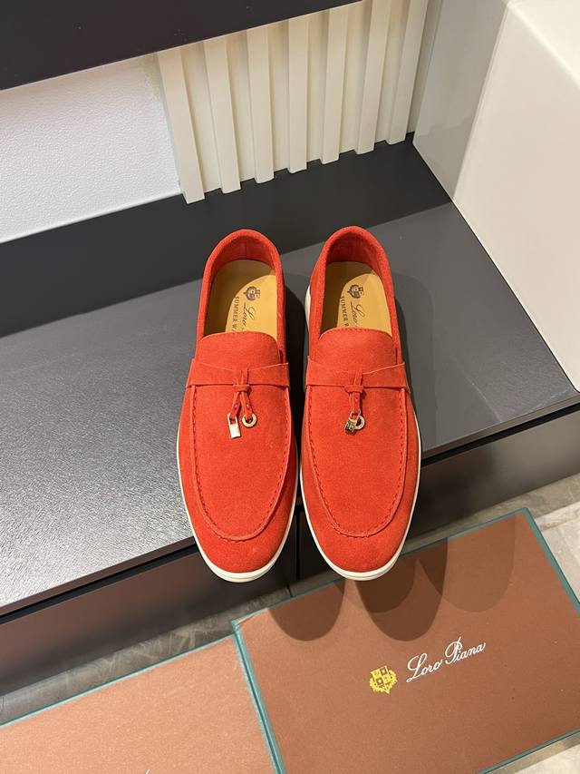 Loro Pian'* Classic Lp Top-Tier Version British Style Flat Loafers for Couples.