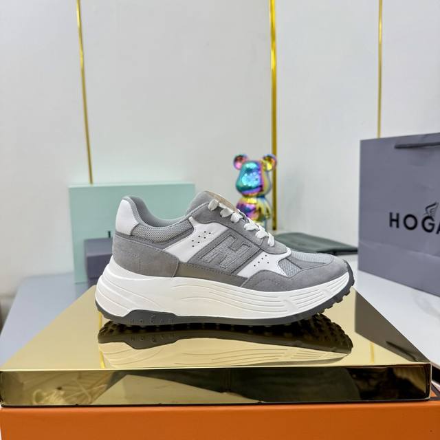 Men's 50 Hogan 2025 New Couple Style H-Stripes Series Couple Thick-Soled Dad Sho